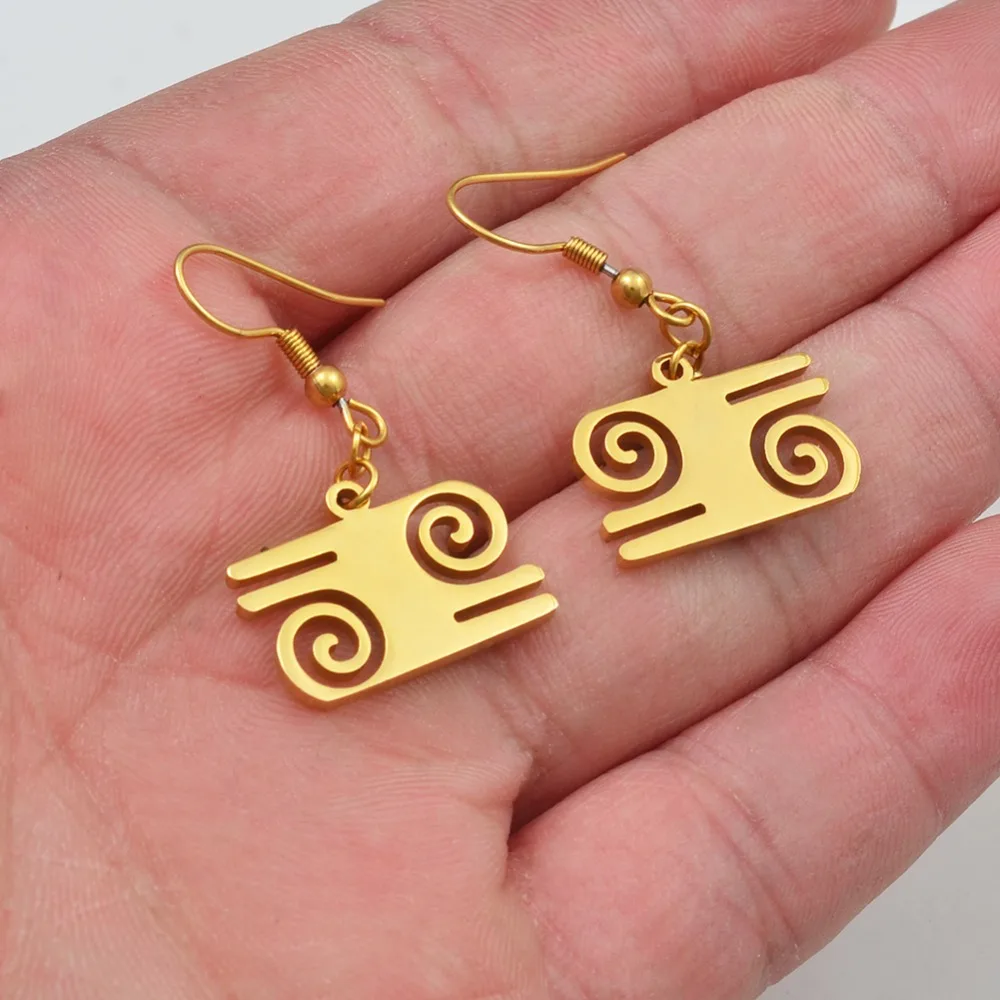 Anniyo African Symbol Earrings Gold Color & Stainless Steel Material Adinkra Gye Nyame Earrings Ethnic Jewelry #074021