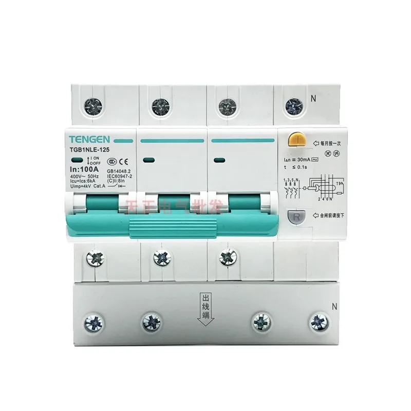 Mini Leakage Protection Circuit Breaker TGB1NLE-125  1P 2P 3P4P 80A 100A 125A Air Switch RCCB RLCB DZ47LE