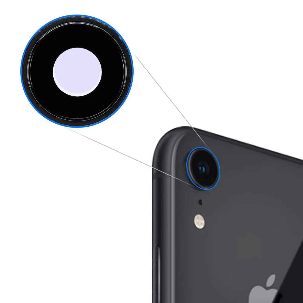 Copriobiettivo in vetro per fotocamera posteriore compatibile con la sostituzione del gruppo iPhone XR da 6.1 pollici (nero)