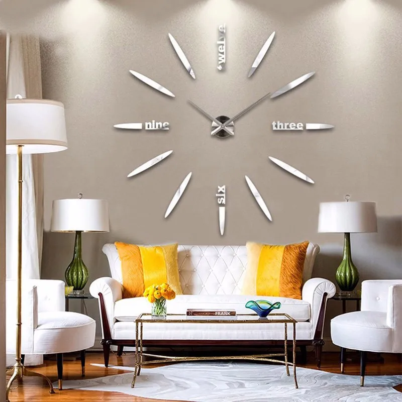 

3D Quartz Wall Clock, Modern Design, Acrylic Wall Clocks, Mirror Wall Sticker, Large Decoration Clock for Home Living Room