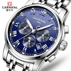 Carnival famous brand automatic mechanical watches military full steel luminous waterproof diving luxury men watch relogio clock