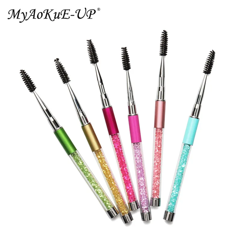 Strass Wimpernbürste Wiederverwendbare Wimpernbürsten Mascara Zauberstab Applikator Wimpernverlängerung Make-up-Tool – Detail 2