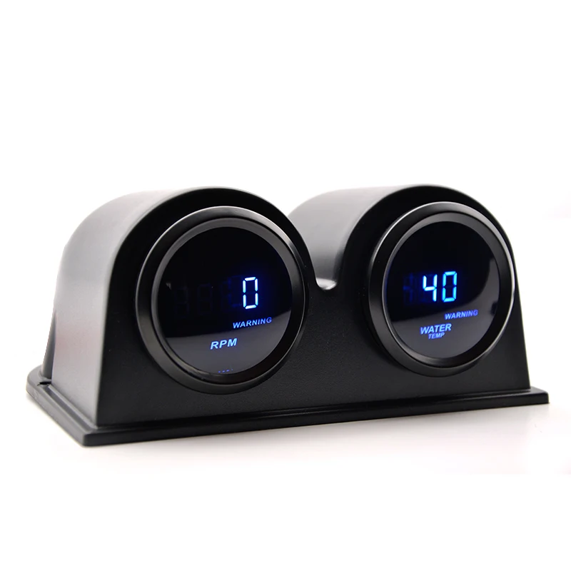 

2'' 52MM Water Temp Gauge Tachometer RPM Gauge Black Color Digital Blue Led With Gauge Pod