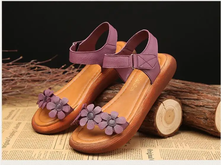 RUSHIMAN 2021 Summer New Genuine Leather Sandals Peep-Toe Sandals Soft Comfortable And Breathable Ladies Shoes