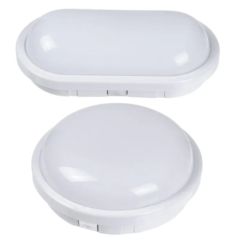 AC85-265V-Lámpara LED de pared para porche, luz a prueba de humedad, montada en superficie, redonda, forma ovalada, para jardín y baño al aire libre, 16W, 20W