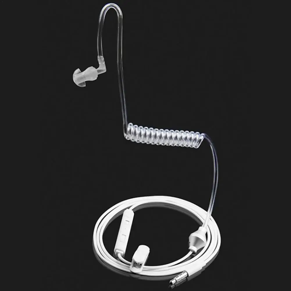 Single-sided in-ear vacuum spiral tube empty 3.5mm radiation-proof earphone with wheat air duct spring earphone (