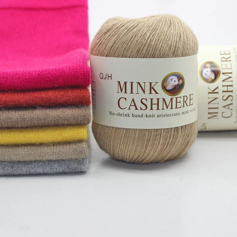 50 g langes Plüsch-Nerz-Kaschmir-Garn, warmes, flauschiges Handstrickgarn für Hand-Häkelmütze, Schals, ausgefallenes Garn für Frauen