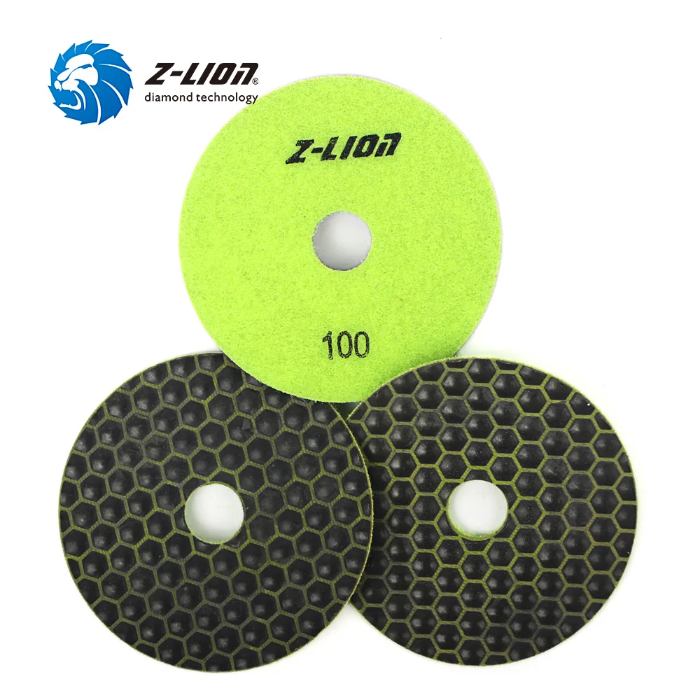 Imagem -06 - Z-lion Peças Polegada Seco Diamante Polimento Almofada Flexível Resina Bond Mármore Granito Disco de Lixamento 100 mm Hexágono Seco Polonês Almofadas