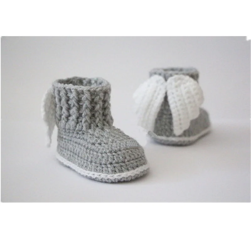 ,Crochet baby booties, baby shoes, winter boots, socks, wings, angel, white, pink, baby shower gift 10Cm 9cm,11cm