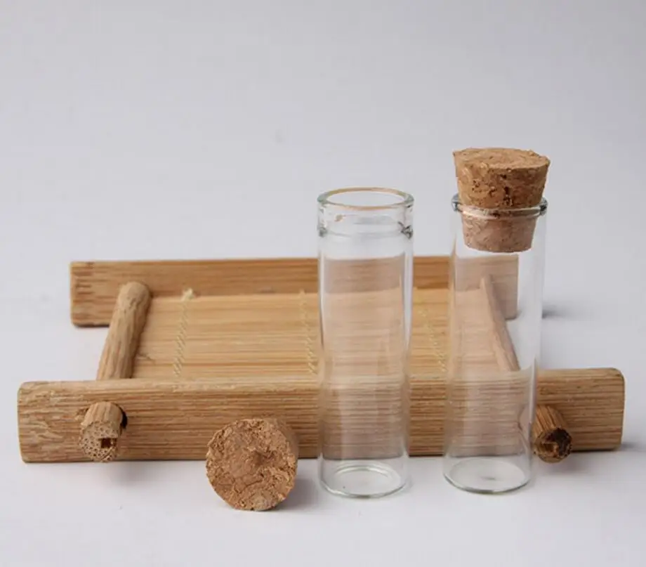 500pcs/lot 2.5ml Clear Sample Tube With Cork,Small Glass Tube Vials, Cork Stoppered Tube