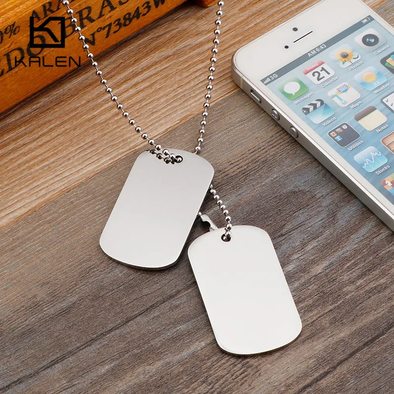 KALEN Engraved Name Dog Tags Pendant Necklace Men‘s Polished Trend Jewelry Gift Military Army Stainless Steel Chain Accessories view 5