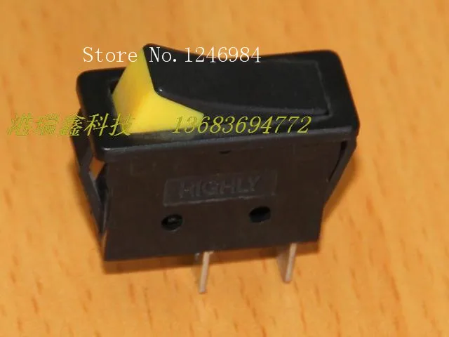 [SA]HIGHLY HIGHLY R11-00 Power Switch Rocker black and yellow long -pole rocker switch R11-2A flat--100PCS/LOT