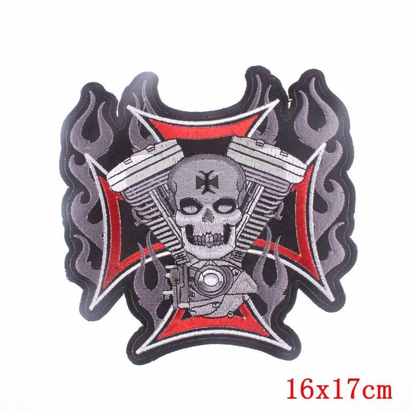 Pulaqi Punk Skull Patch Biker Rock Large ricamato moto Band Patch per vestiti giacca Big Wings Patch Back Badge H