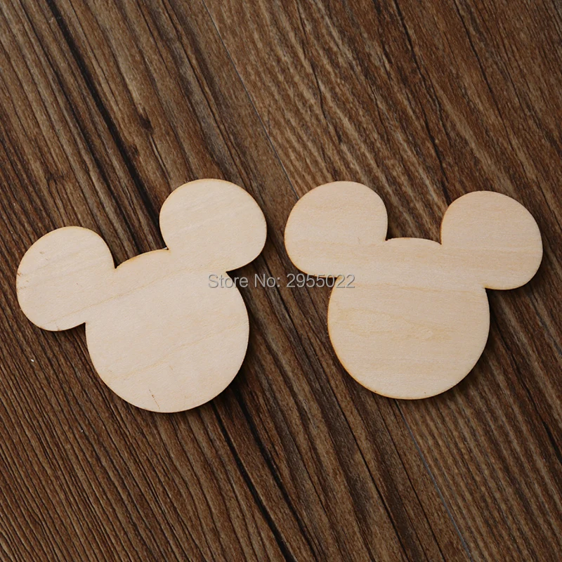 Wooden Mouse  Confetti, unfinished wood Mouse head, rustic Mouse decor,