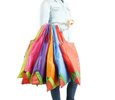 花折りたたみ再利用可能な食料品ナイロン袋大イチゴショッピングバッグかわいいトラベルトート