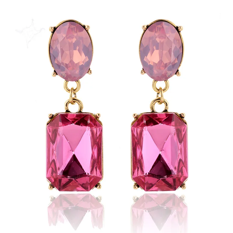 LUBOV Multicolor Square Candy Drop Earrings Pendant Fashion Jewelry for Women 2018 New Fashion Christmas Party Wedding Earrings