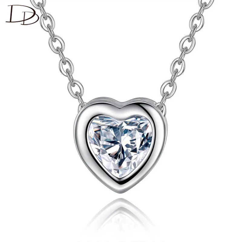 

DODO Classic Heart Shape AAA Zircon Pendants & Necklace For Women White Gold Color Link Chain Daily Wear Jewelry Best Gifts N149