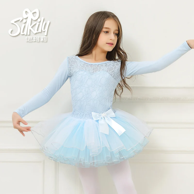 

Children's Autumn Long Sleeve Dance Dress Long Sleeve Girls Ballet Skirt Conjoined Dance Dress Disheveled Dancing Suit B-6386