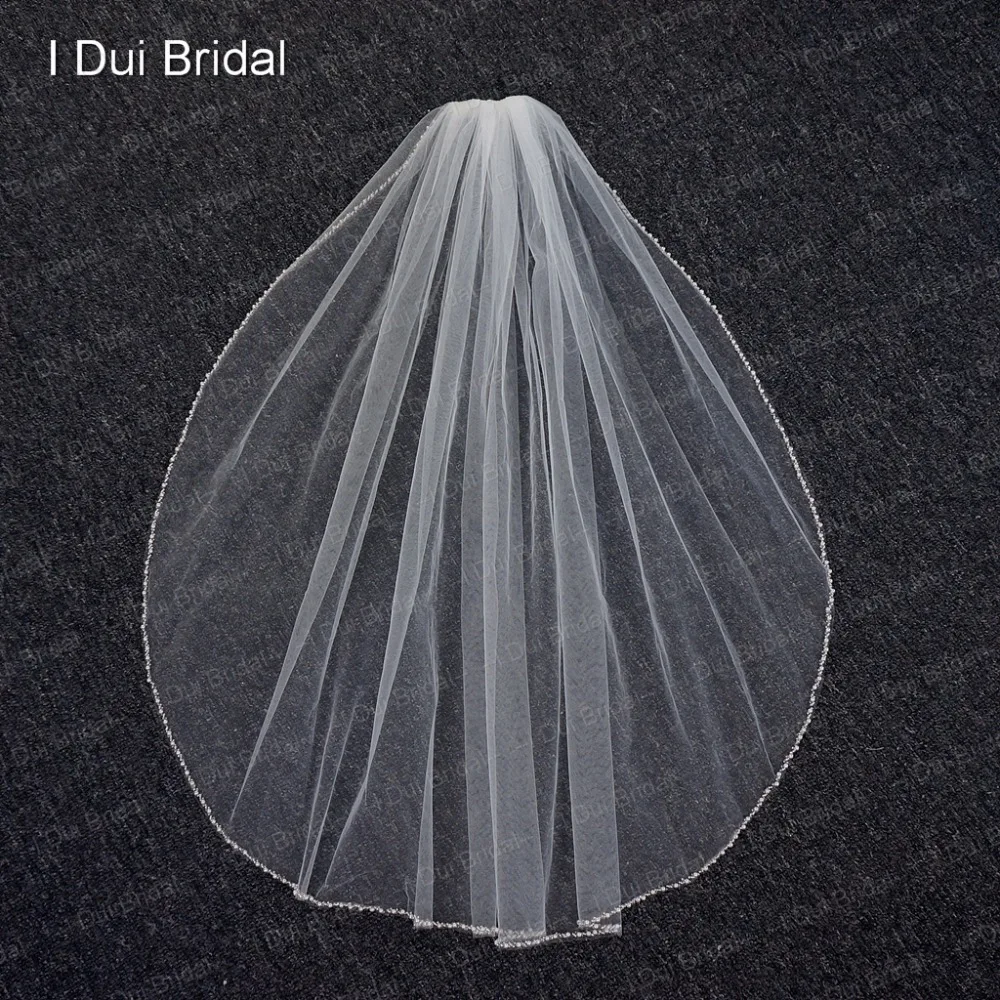 Da sposa Velo Da Sposa con la Perla In Rilievo Uno Strato Accessorio Dei Capelli Con Il Pettine Bianco Avorio Tulle