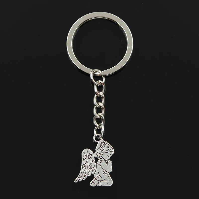 New Fashion Keychain 24x17mm Praying Angel Pendants DIY Men Jewelry Car Key Chain Ring Holder Souvenir For Gift