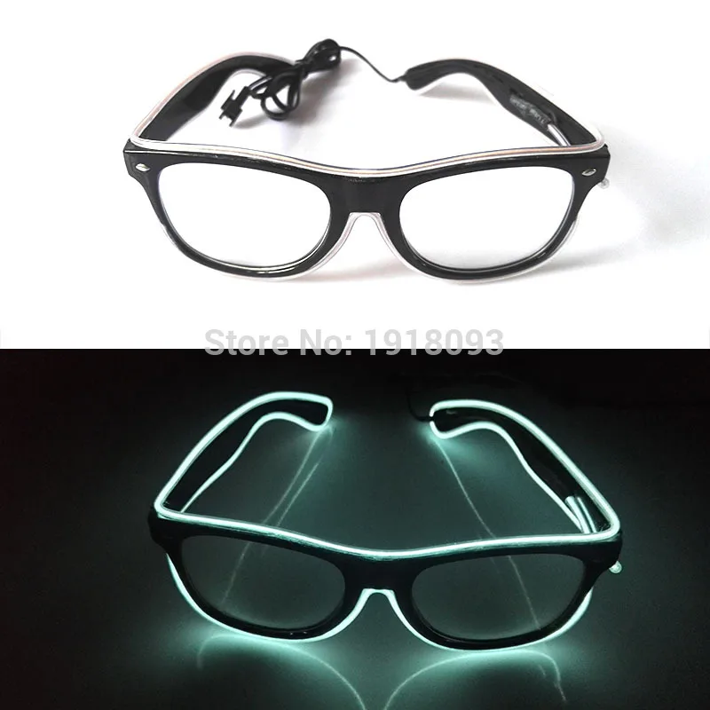 New Bright Glasses 26 Style Flashing EL wire Novelty Lighting Neon LED Rave Costume Glowing For Halloween,Party,Cosplay