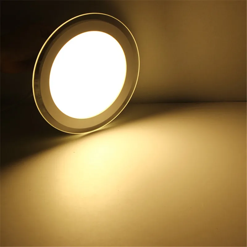 Round LED Ceiling Light 6W 9W 12W 18W Recessed Panel Ceiling Lamp Glass edge design AC110V 220V Indoor Lighting Decoration