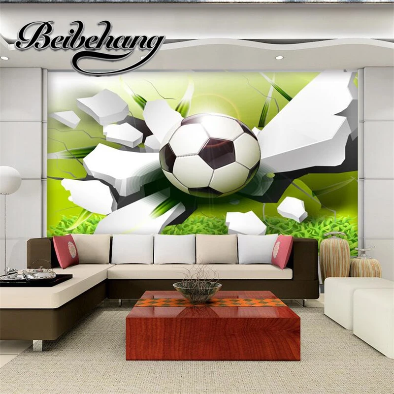 

beibehang 3D stereo football TV background decorative painting custom fresco living room bedroom children room wallpaper