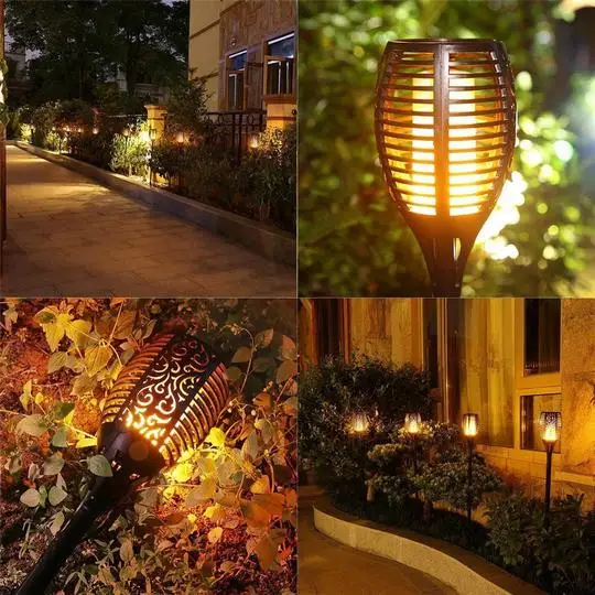 Imagem -02 - Tiki Lanterna Solar de Chama Cintilação Conjunto de Peças com Lâmpada Led Ip65 para Decoração de Paisagem e Jardim Áreas Externas