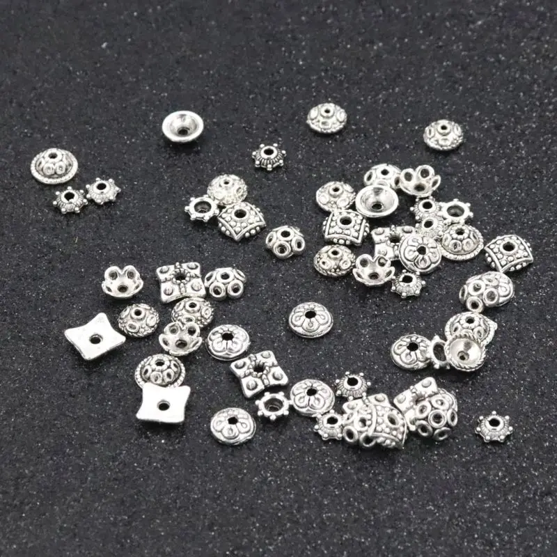 200 teile/paket Antike Silber Unebene Gemischte Größen Perlen Kappen Für Schmuck Machen Kleine Perle Ende DIY Handgemachten Schmuck Zubehör – Detail 8