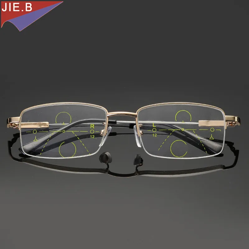 2022 High Quality Progressive Reading Glasses Men Women Bifocal Lens Reader Multi-focal Addition Eyeglasses Half Frame Presbyopi