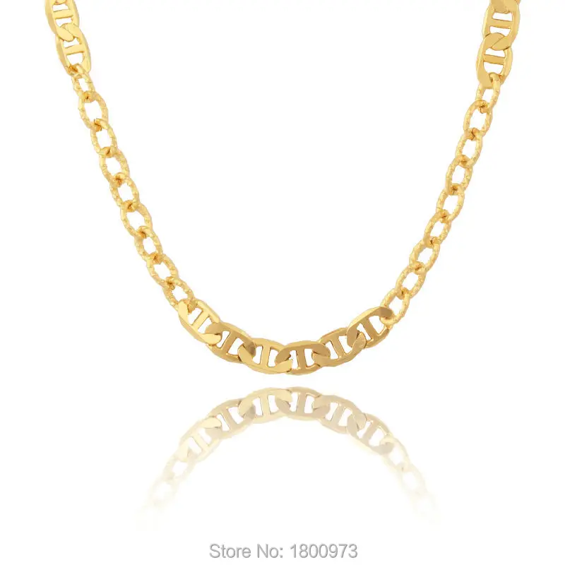 Adixyn Unique Desigh Figaro Chain Gold Color Necklace For Womens Men Fashion Jewelry