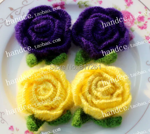 free shipping fashion  6 pic/lot  cotton knitted flower applique for clothes decor patches as ornament sew on patches scrapbook