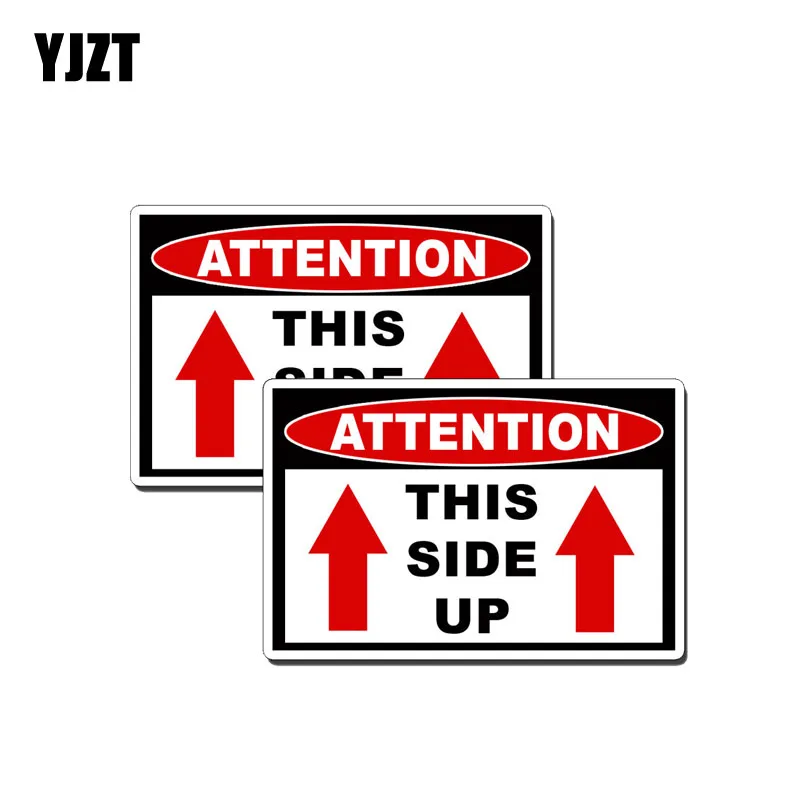 YJZT 2X 10CM*6.4CM Warning This Side Up Decal PVC Reflective Car Sticker 12-0616