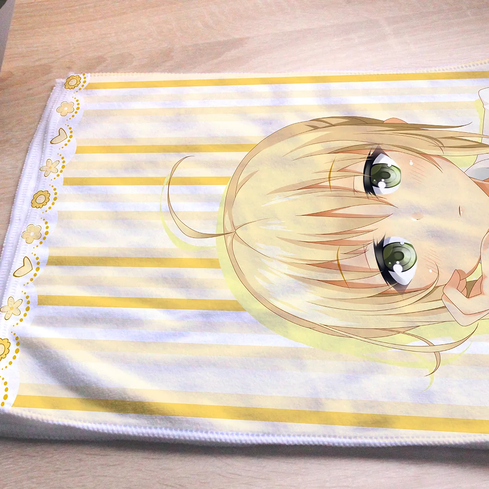 Anime JK Saber Altria Pendragon Cosplay Beach Bath Face Towel Fate stay night Cartoon Girl Soft Facecloth Washcloth