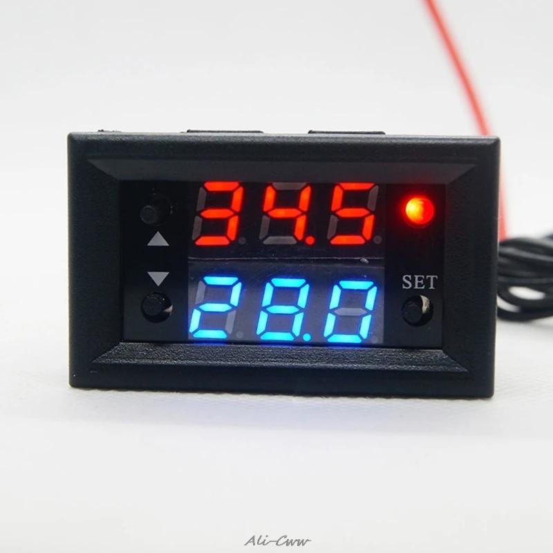 W2810 DC12V 20A Digital Thermostat Temperature Controller Red Display with Probe Digital Thermostat waterproof sensor