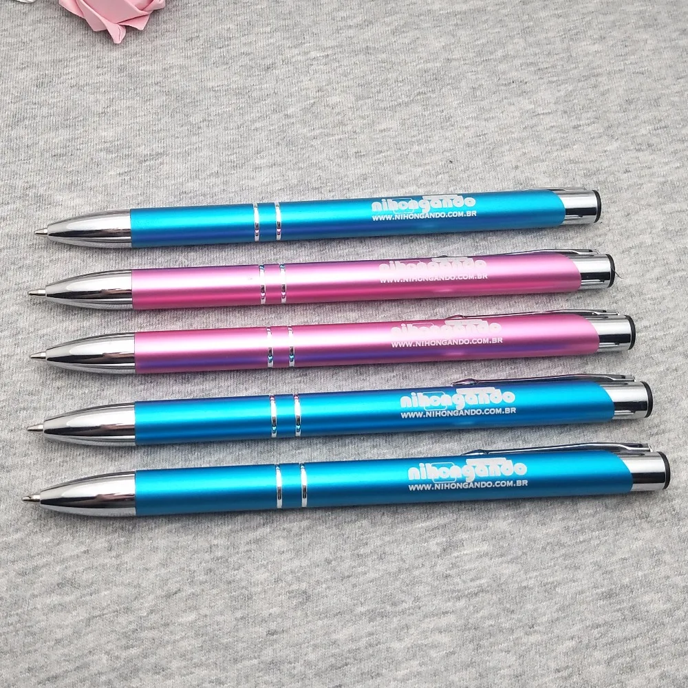 7 Colors hot selling ballpoint pens custom printed with your logo and brand text 100pcs a lot