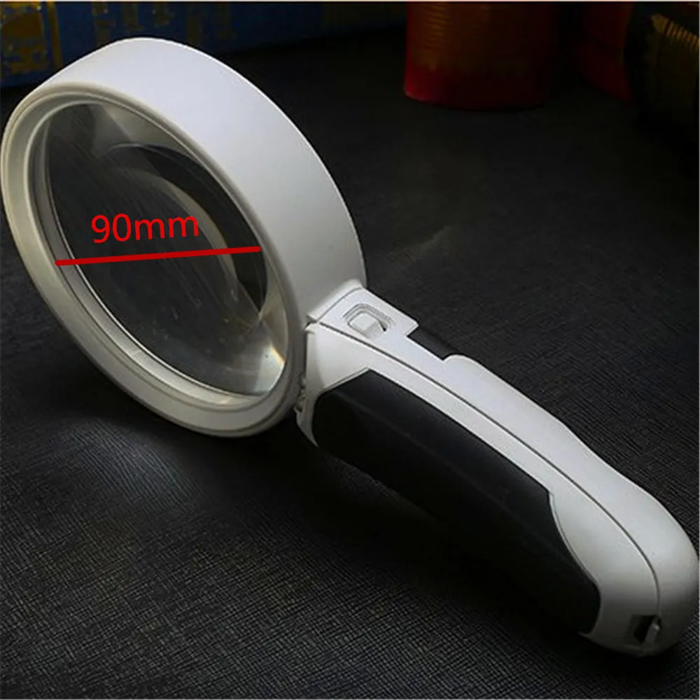 1Pc Handheld 20x Illuminated Magnifier Twin Mirror With 2 LED ABS Body Optical Reading Magnifying Glass Aid For The Aged