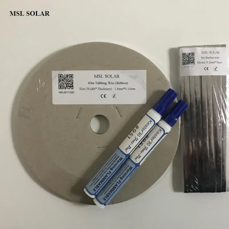 200Feet Solar cell Tabbing wire + 15feet Busbar wire +2pcs flux pen .Tin-plate Copper strip for diy solar panel.
