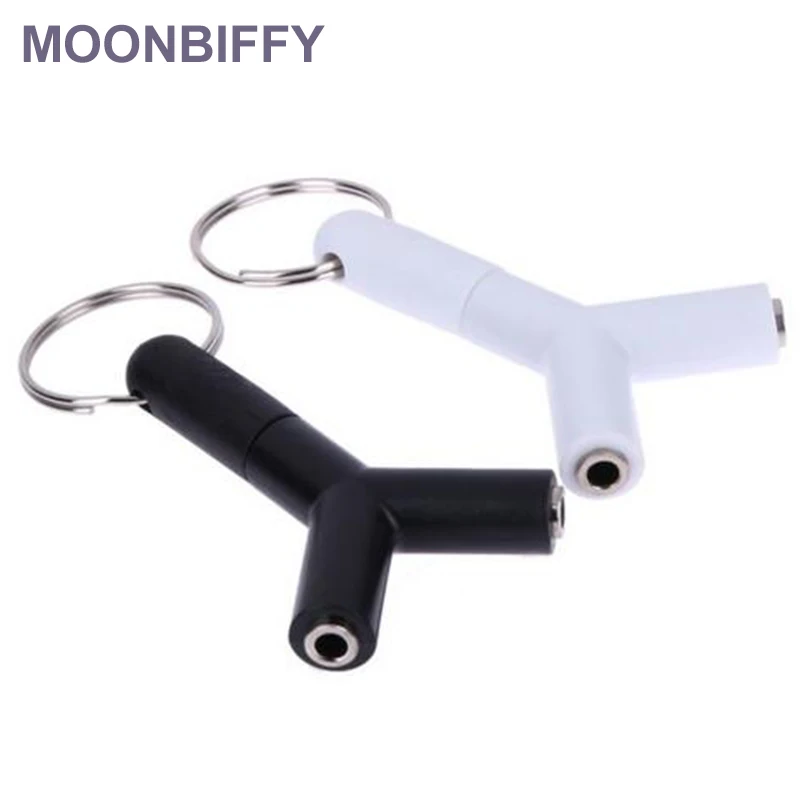 MOONBIFFY 3.5 millimetri Doppio Jack per Adattatore per Cuffie per Samsumg per il iPhone MP3 Player Auricolare Splitter Adapter bianco/nero