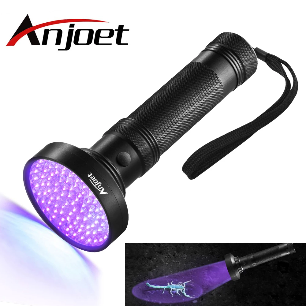 Anjoet UV Flashlight 100 LED 395 nm UV Detector Light for Dog Cat Urine Pet Stains Bed Bugs Scorpions Machinery Leaks Inspection
