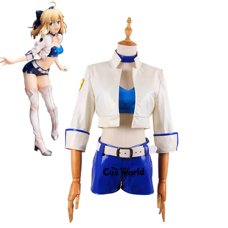 Fate Stay Night Grand Order Saber Racing Suit Jacket Coat Shorts Uniform Outfit Anime Cosplay Costumes