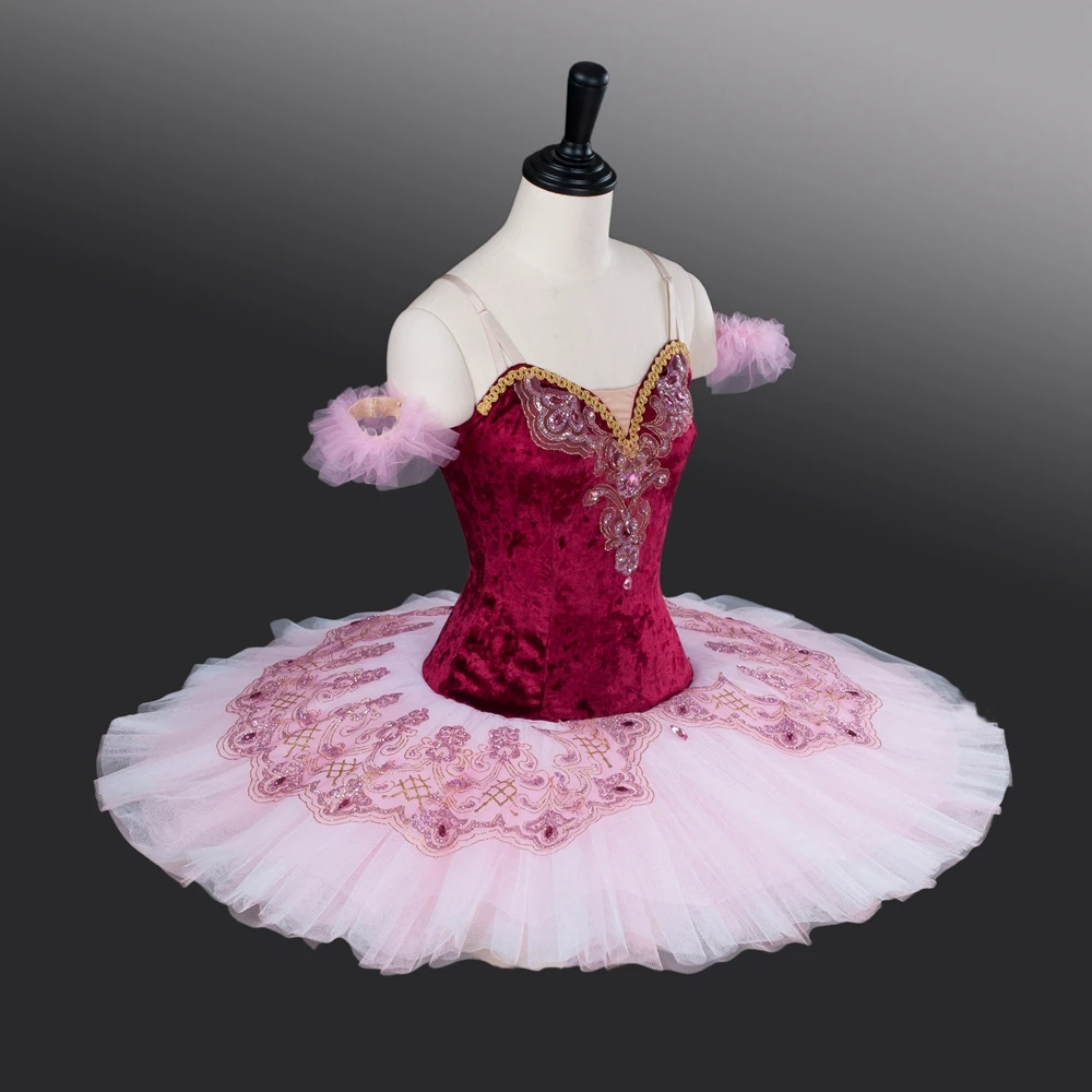 Adult Elastic Velvet Fabric Burgundry Ballet Tutu Girls 10 Layers Professional Ballet TutusATS9001 High Quality Cheap Tutu Dress