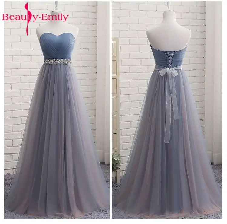 Beauty Emily-Tule vestidos curtos longos de dama de honra, fora do ombro, A, Formal, Vintage, Festa, Formatura, Alta qualidade, 2019