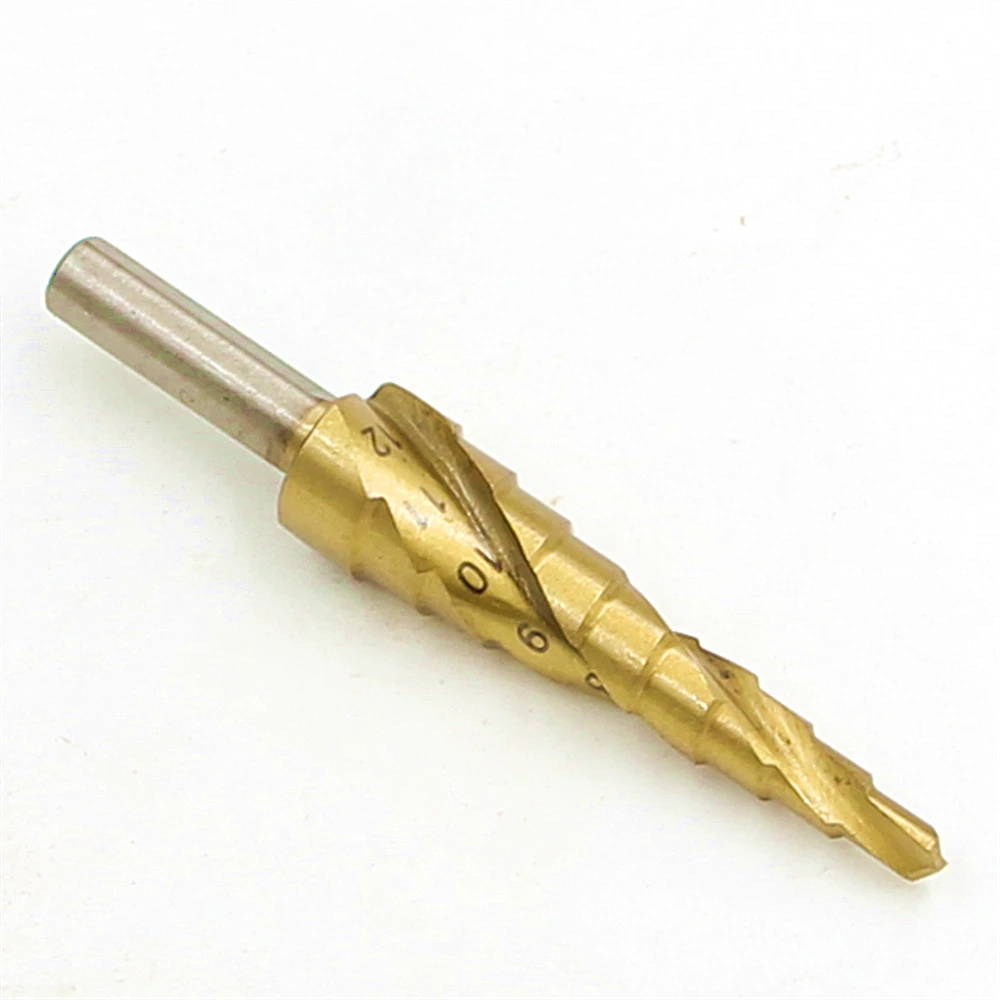 HSS Step Drill Bits 4mm-12mm Spiral groove Power Tools Triangular handle Wholesale Price High Quality metal Drilling Titanium