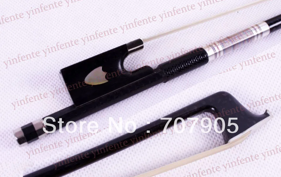 

Violin Bow Carbon Fiber Shield inlaid Frog Silver Color Bow string