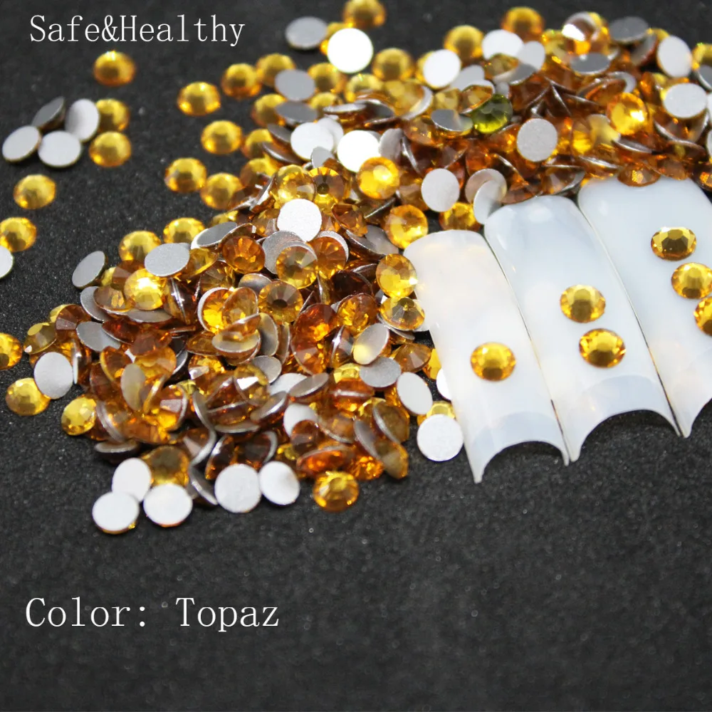 1440 pcs/Pack SS6-SS8 Topaz Nail Art Decorations Rhinestones For 3d Charm Glass Flatback Non Hotfix DIY Nails Decorations