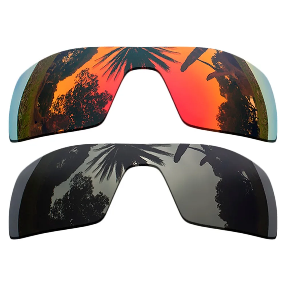 

(Orange Red Mirrored Coating+Black) 2-Pieces Polarized Replacement Lenses for Oil Rig Frame 100% UVA & UVB Protection