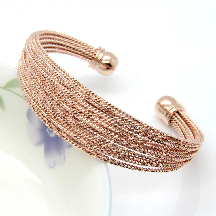 Never Fade Stainless Steel A Lot Of Twisted Wire Bracelets Bangles Gold / Rose Gold / Silver Color Women\'s Fashion Jewelry