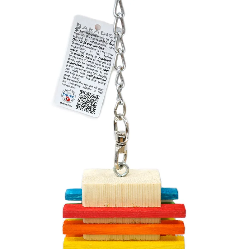 CAITEC Bird Toys Rainbow Steps Wooden Parrot Toy Chew Bite Toys Parrot Cage Toys Suitable for Medium Size Parrots