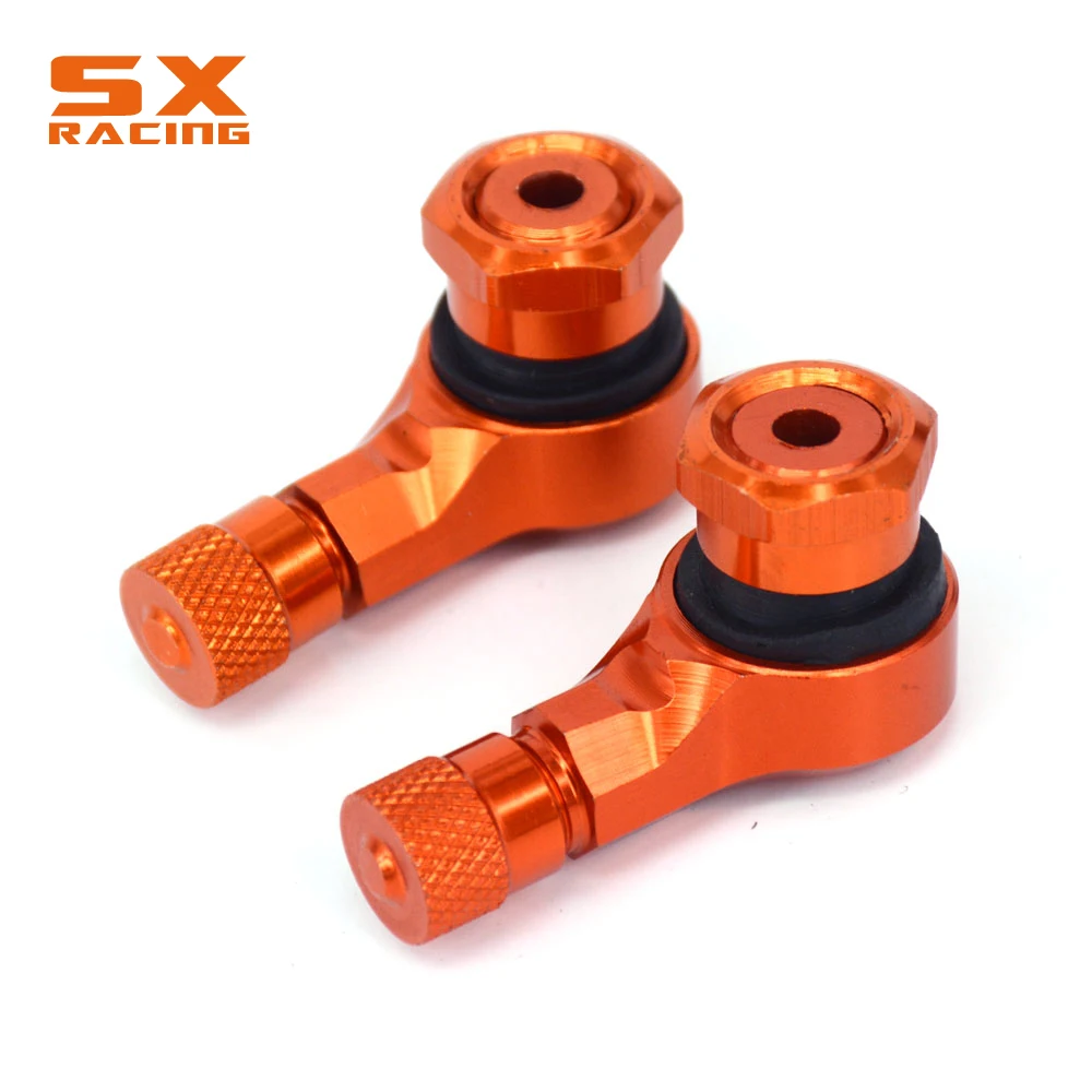 Motorcycle CNC Universal Orange 2PCS Rim Wheel Valve Stems Tire Tyre Cap 90 Degree For KTM DUKE RC SMC R SUPER SMT ADVENTURE RC